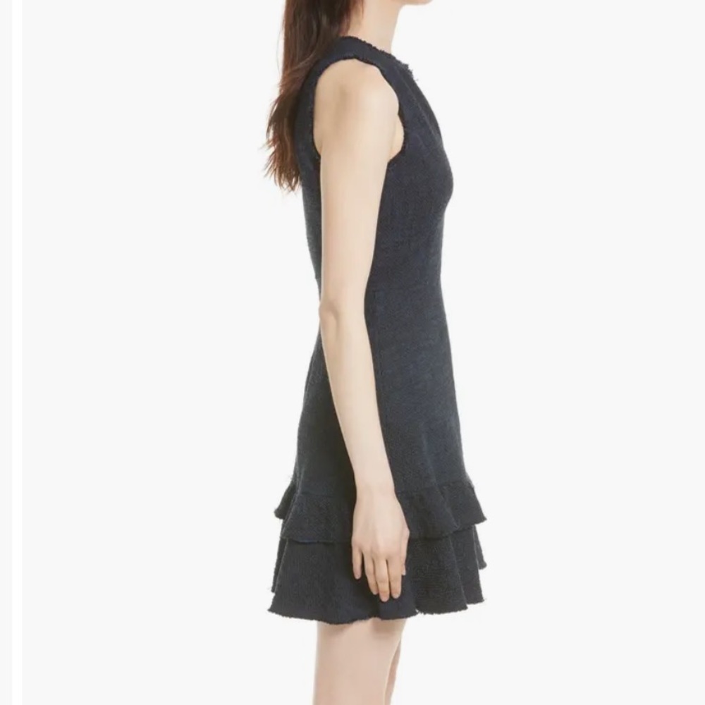 Rebecca Taylor Ruffle Hem Tweed Dress Size 4 - Picture 4 of 8